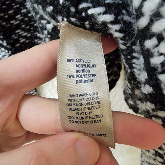 Rafaella Geometric Pattern Open Front Cardigan‎ Womens M Black and White - Picture 3 of 9